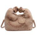 Sac bandoulière femme en fausse fourrure, anse froncée, cinq coloris, beige