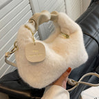Sac bandoulière femme en fausse fourrure, anse froncée, cinq coloris