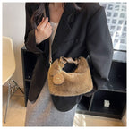 Sac bandoulière femme en fausse fourrure, anse froncée, cinq coloris
