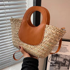 Sac bandoulière femme tressé façon petit panier, 19 x 18 cm