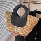Sac bandoulière femme tressé façon petit panier, 19 x 18 cm