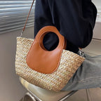 Sac bandoulière femme tressé façon petit panier, 19 x 18 cm