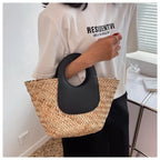 Sac bandoulière femme tressé façon petit panier, 19 x 18 cm