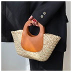 Sac bandoulière femme tressé façon petit panier, 19 x 18 cm