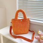 Sac bandoulière femme en velours côtelé, forme trapèze, six coloris, orange