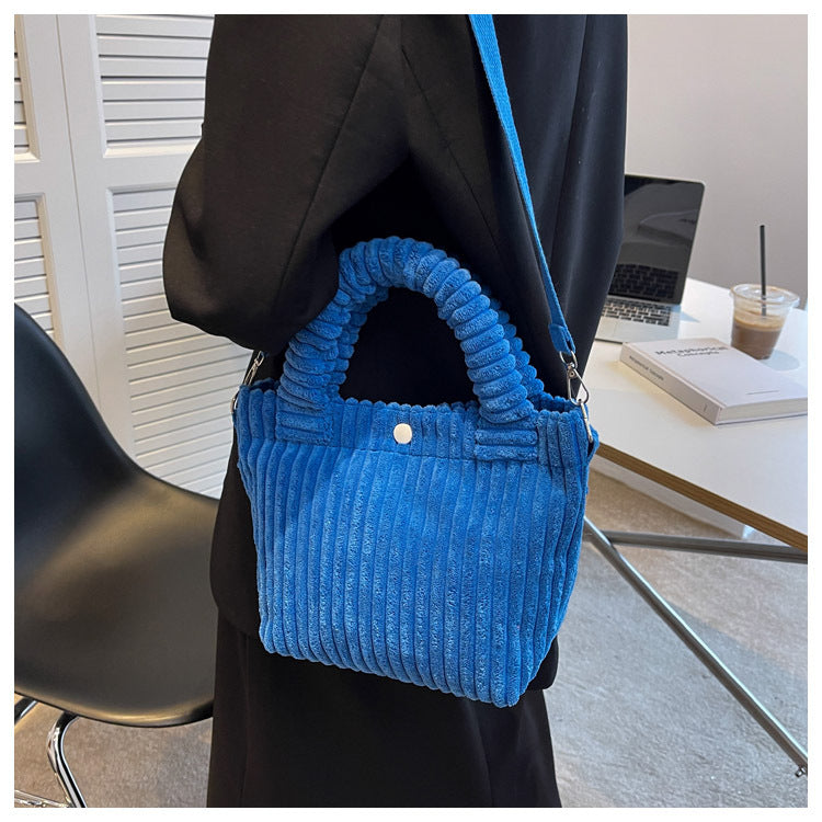 Sac bandoulière femme en velours côtelé, forme trapèze, six coloris