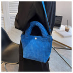 Sac bandoulière femme en velours côtelé, forme trapèze, six coloris