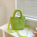 Sac bandoulière femme en velours côtelé, forme trapèze, six coloris, vert clair