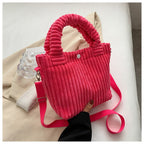 Sac bandoulière femme en velours côtelé, forme trapèze, six coloris, rose