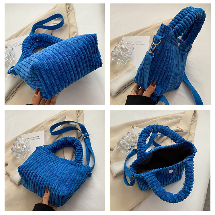 Sac bandoulière femme en velours côtelé, forme trapèze, six coloris