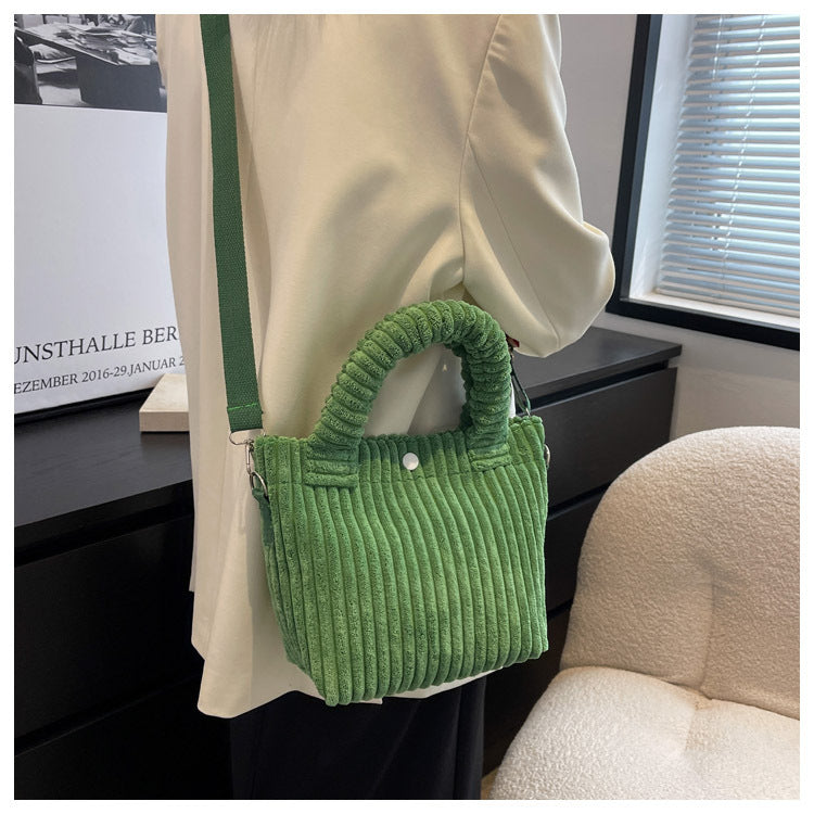 Sac bandoulière femme en velours côtelé, forme trapèze, six coloris