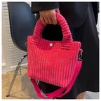 Sac bandoulière femme en velours côtelé, forme trapèze, six coloris