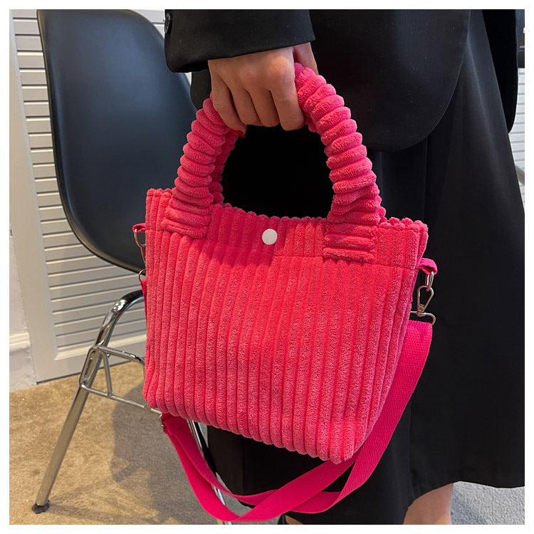 Sac bandoulière femme en velours côtelé, forme trapèze, six coloris