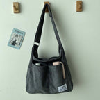 Sac bandoulière en velours côtelé pour femme, cinq coloris, gris