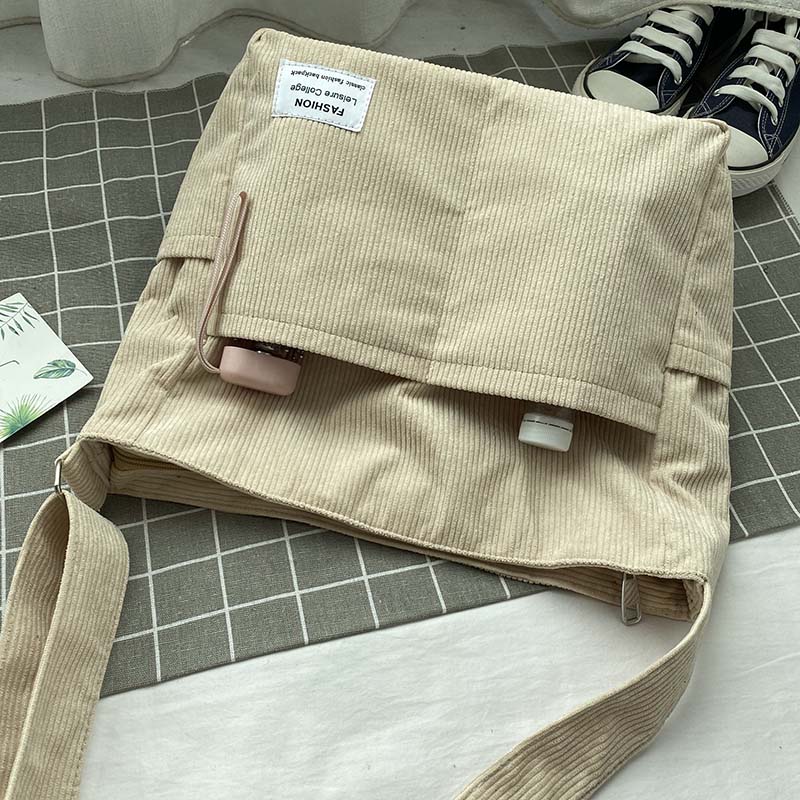 Sac bandoulière en velours côtelé pour femme, cinq coloris
