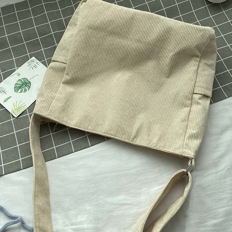Sac bandoulière en velours côtelé pour femme, cinq coloris