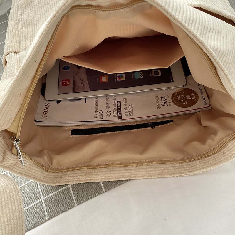 Sac bandoulière en velours côtelé pour femme, cinq coloris