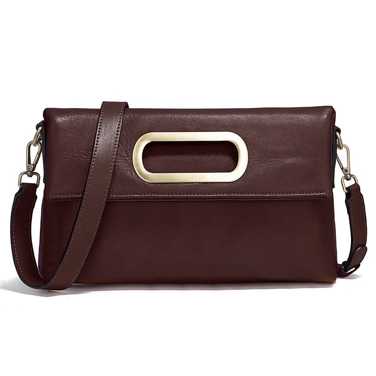 Sac à main femme en cuir, 25 x 18 cm, sept coloris, café