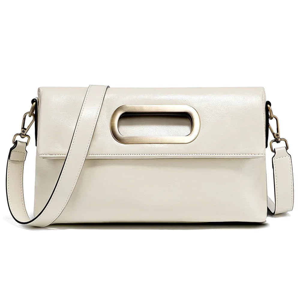 Sac à main femme en cuir, 25 x 18 cm, sept coloris, beige