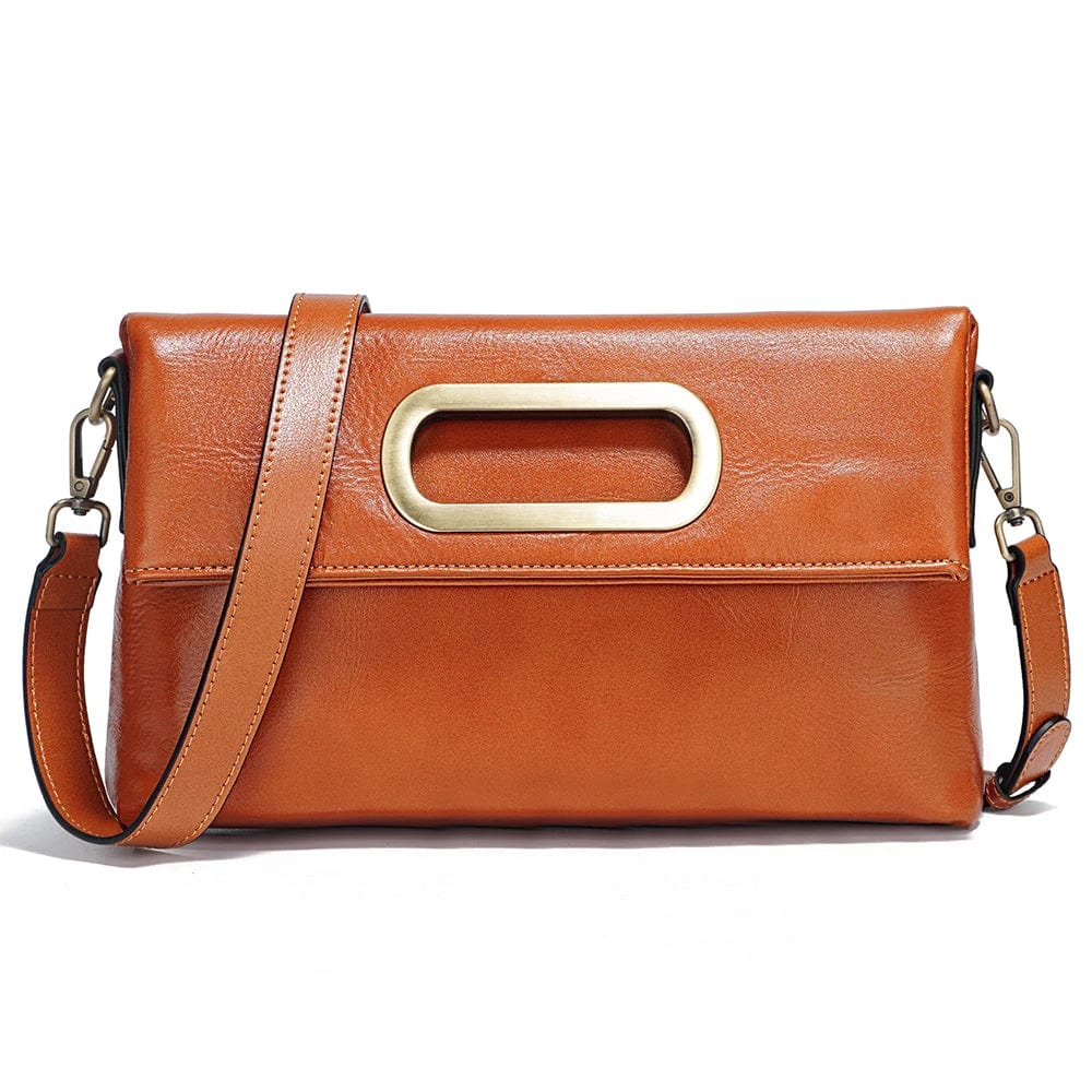 Sac à main femme en cuir, 25 x 18 cm, sept coloris, camel