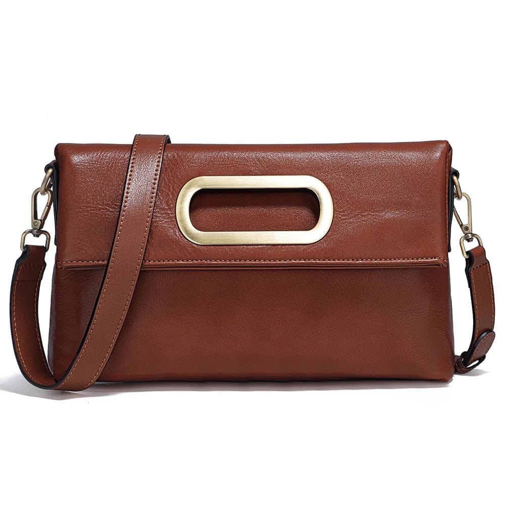 Sac à main femme en cuir, 25 x 18 cm, sept coloris, marron