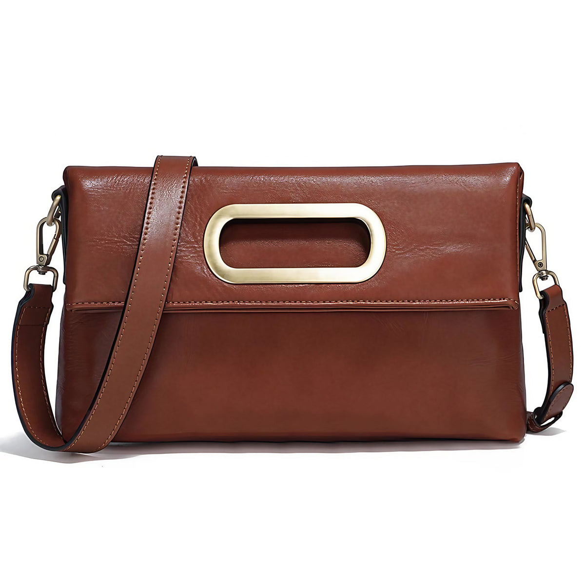 Sac à main femme en cuir, 25 x 18 cm, sept coloris, marron