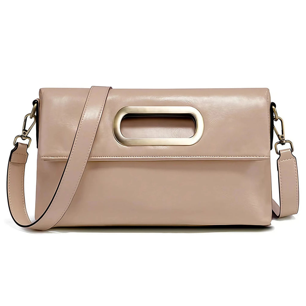 Sac à main femme en cuir, 25 x 18 cm, sept coloris, abricot