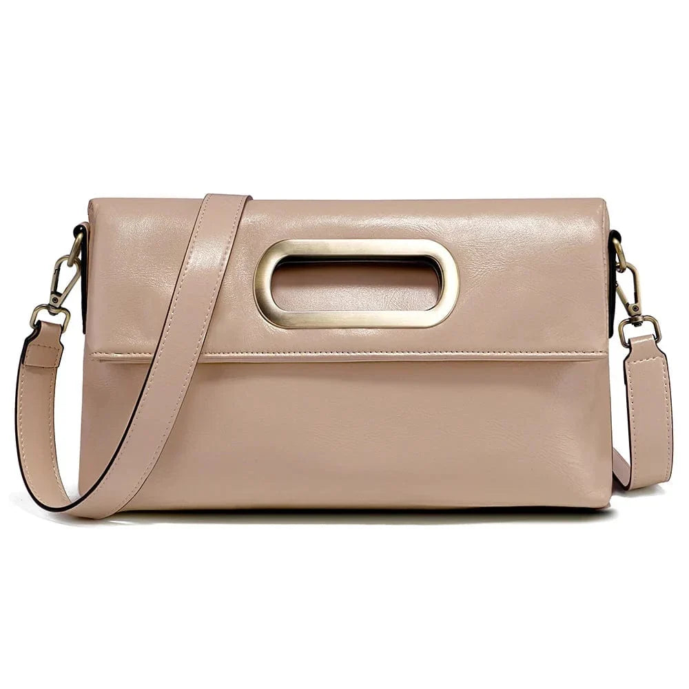 Sac à main femme en cuir, 25 x 18 cm, sept coloris, abricot