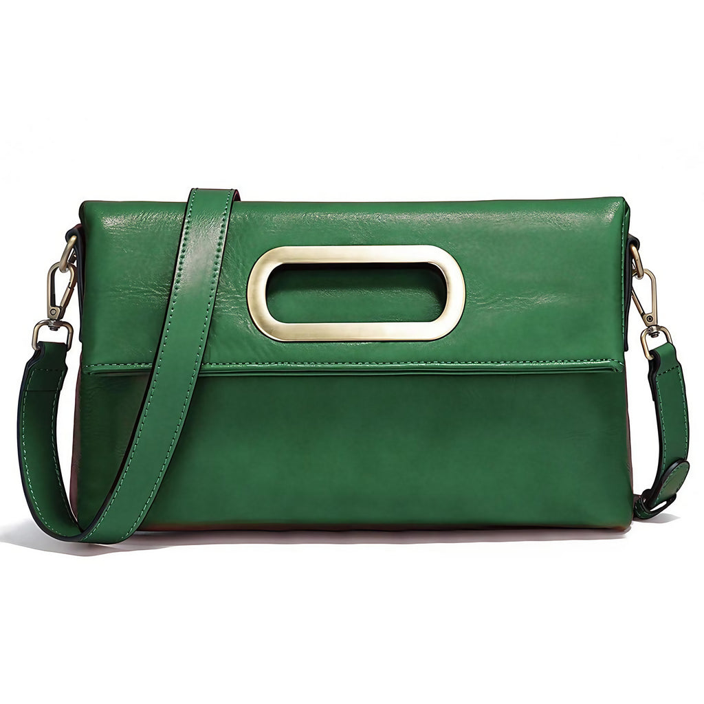 Sac à main femme en cuir, 25 x 18 cm, sept coloris, vert