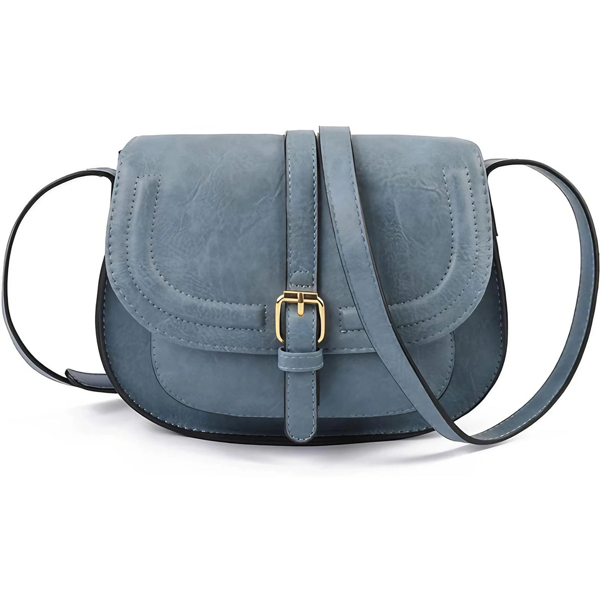 Petit sac à rabat femme en similicuir, bandoulière réglable, bleu
