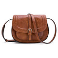 Petit sac à rabat femme en similicuir, bandoulière réglable, marron