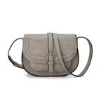 Petit sac à rabat femme en similicuir, bandoulière réglable, gris