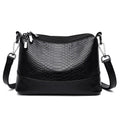 Sac bandoulière femme effet croco, trois compartiments zippés, noir