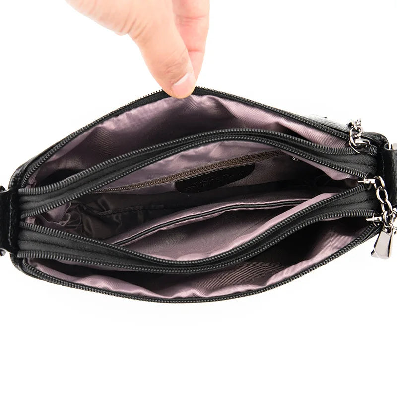 Sac bandoulière femme effet croco, trois compartiments zippés