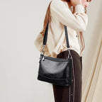 Sac bandoulière femme effet croco, trois compartiments zippés