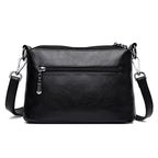Sac bandoulière femme effet croco, trois compartiments zippés