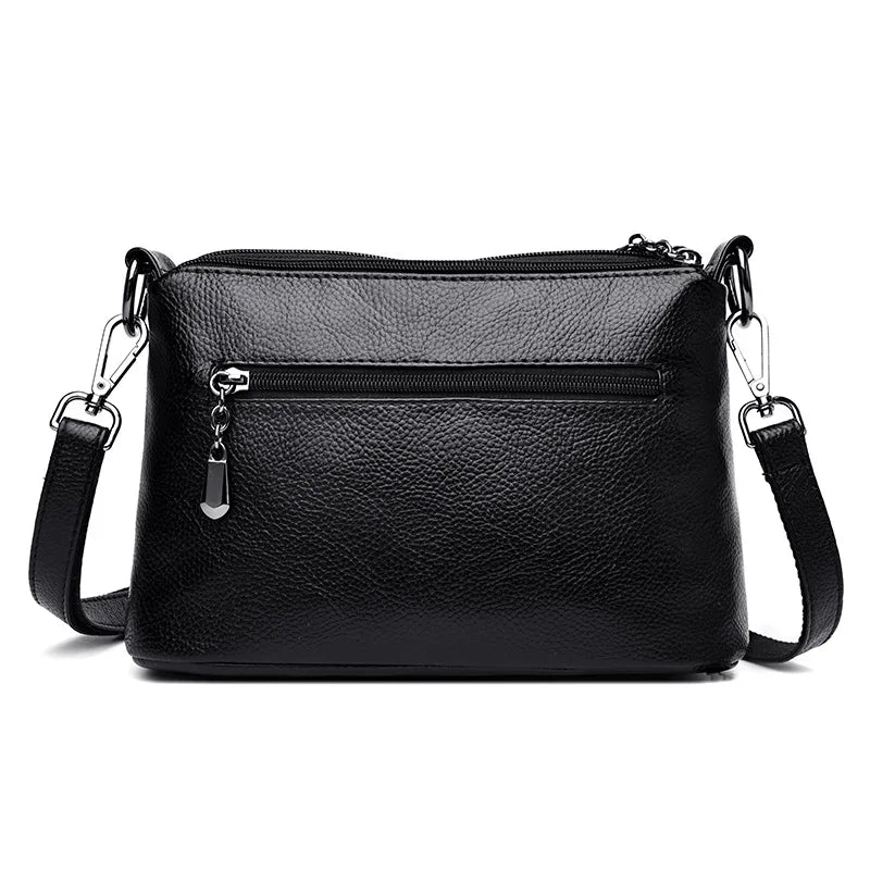 Sac bandoulière femme effet croco, trois compartiments zippés