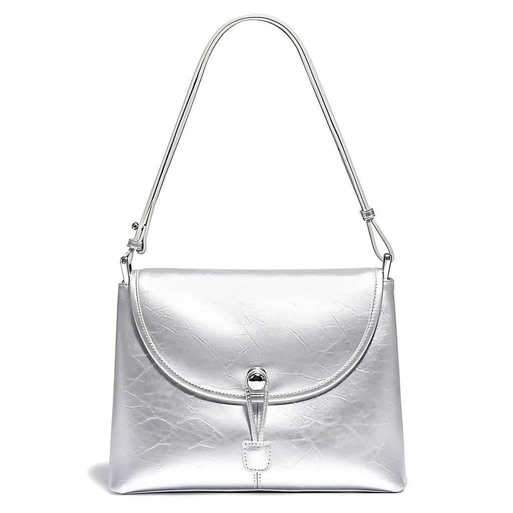 Sac bandoulière femme à compartiments, abricot ou argenté, argenté