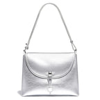 Sac bandoulière femme à compartiments, abricot ou argenté, argenté