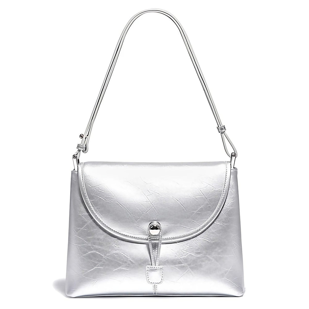 Sac bandoulière femme à compartiments, abricot ou argenté, argenté