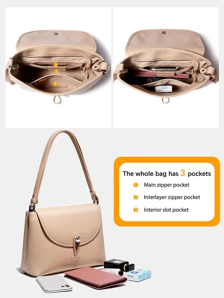 Sac bandoulière femme à compartiments, abricot ou argenté