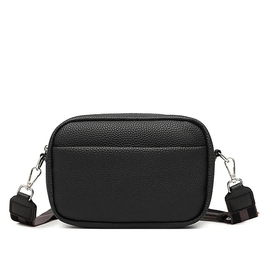 Sac bandoulière femme à sangle large amovible, treize coloris, noir