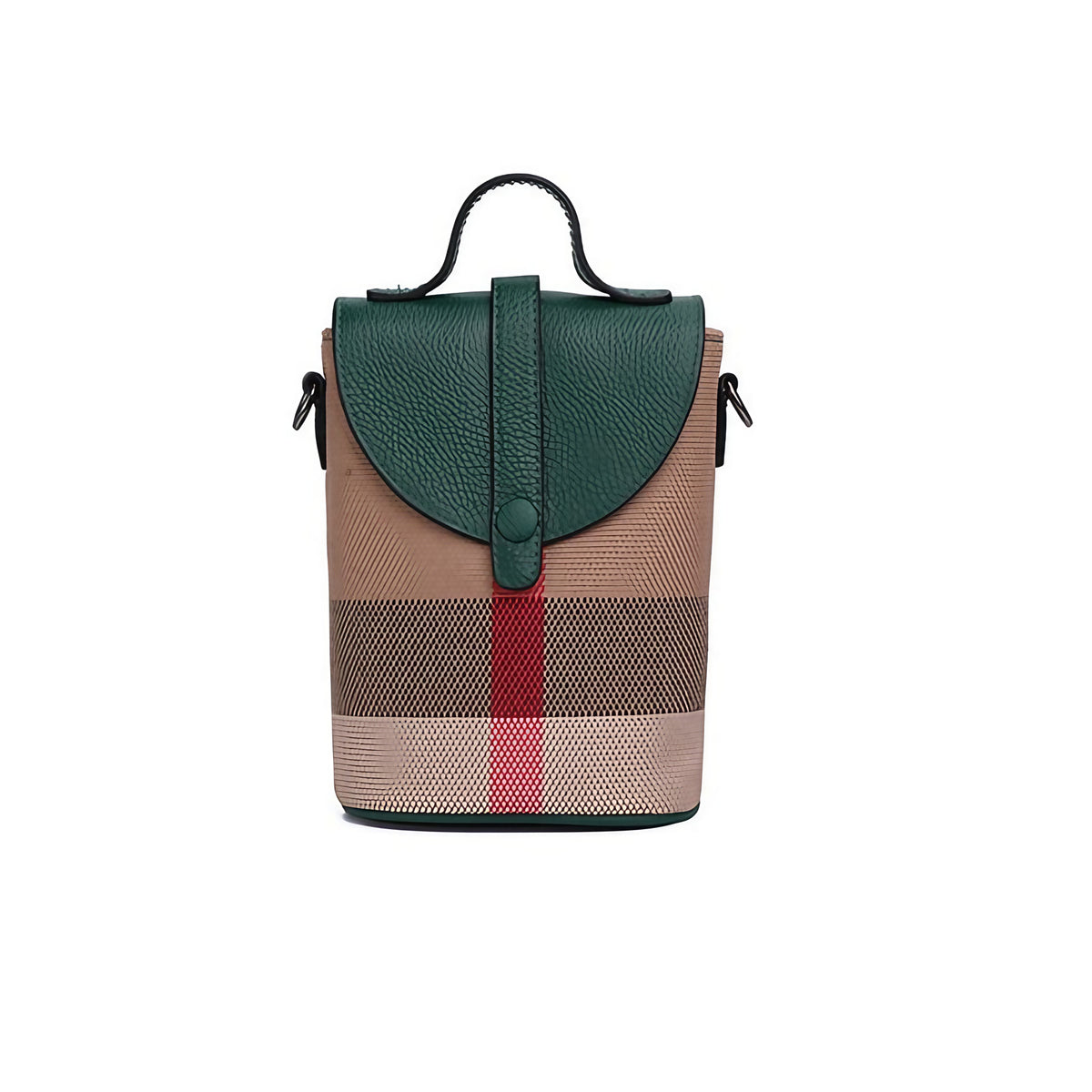 Sac porté épaule femme en similicuir, poche avant à rabat, vert