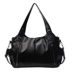 Sac bandoulière femme en similicuir, fermeture zippée, réglable, noir