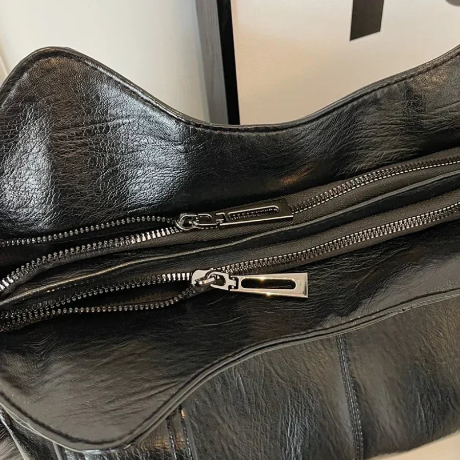 Sac bandoulière femme en similicuir, fermeture zippée, réglable