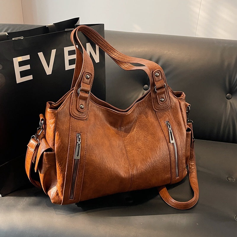 Sac bandoulière femme en similicuir, fermeture zippée, réglable