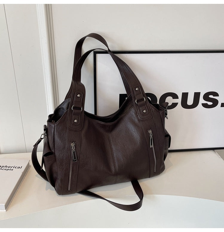Sac bandoulière femme en similicuir, fermeture zippée, réglable