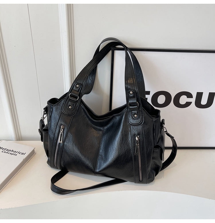 Sac bandoulière femme en similicuir, fermeture zippée, réglable