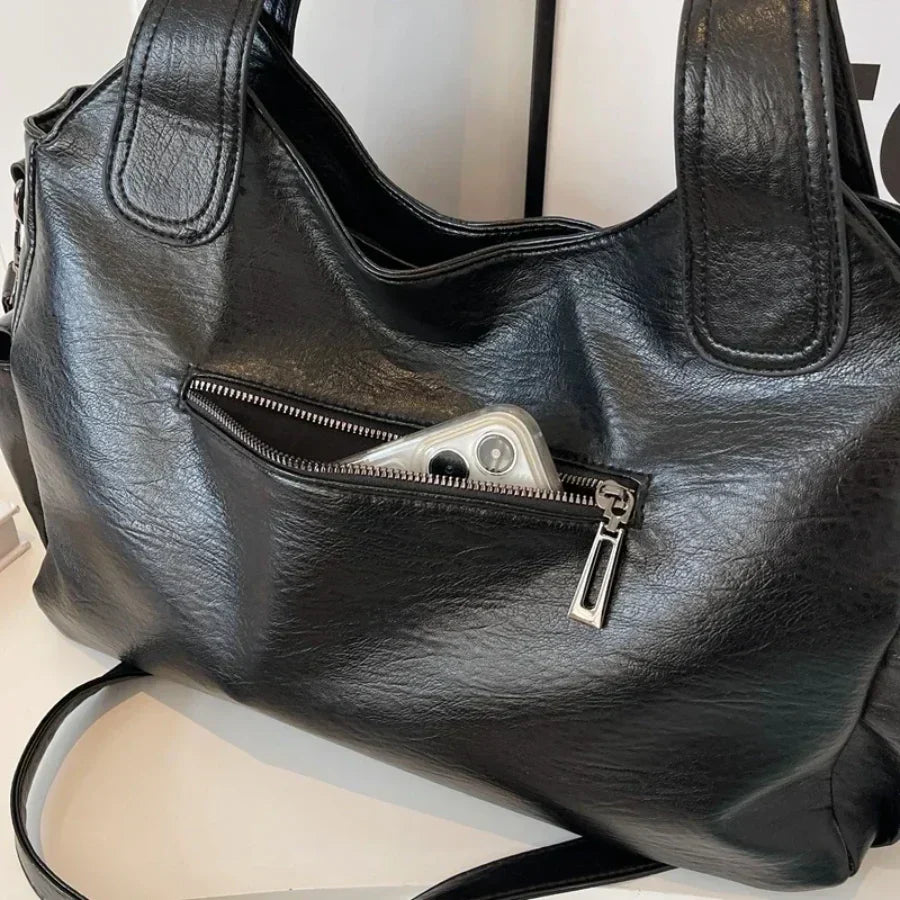 Sac bandoulière femme en similicuir, fermeture zippée, réglable
