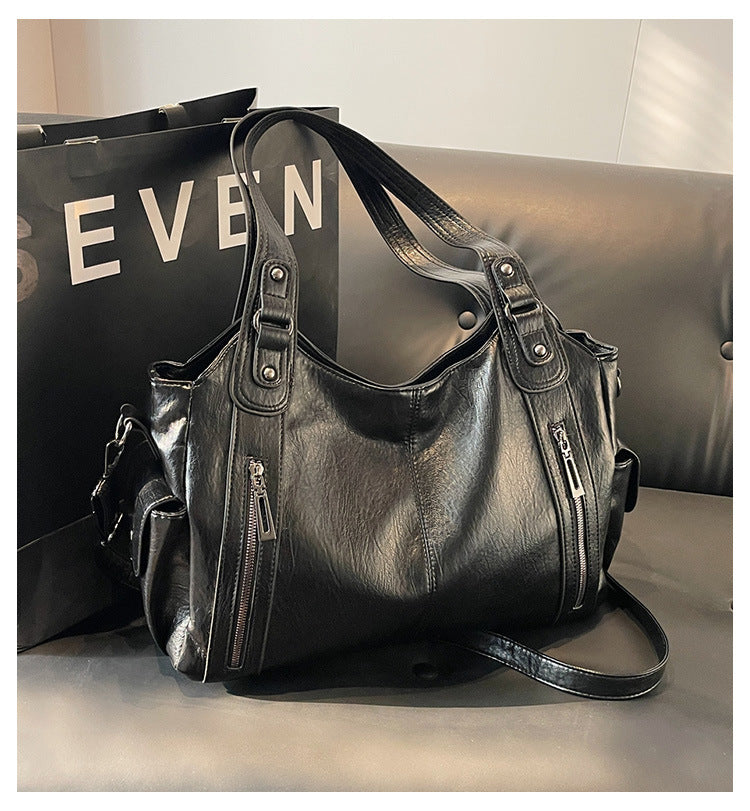 Sac bandoulière femme en similicuir, fermeture zippée, réglable